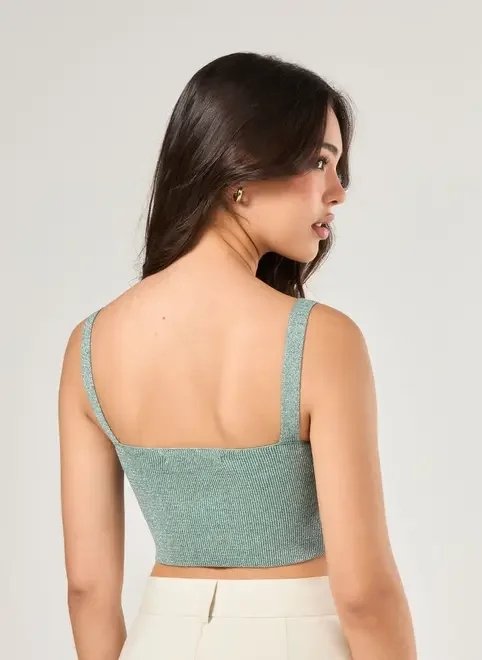 top de retilínea torcido com brilho top de retilínea torcido com brilho