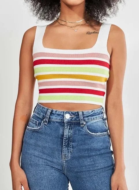 cropped em retilínea listrada cropped em retilínea listrada