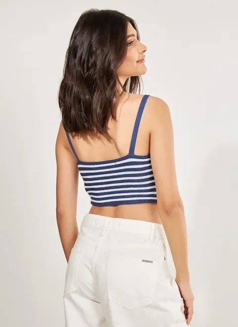 top de retilínea azul e branco top de retilínea azul e branco
