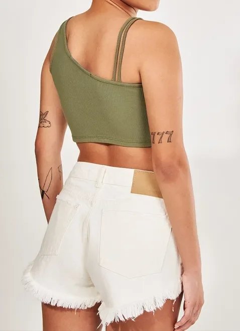 cropped verde militar alças assimétricas cropped verde militar alças assimétricas