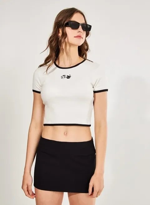 blusa cropped gatinhos preto e branco blusa cropped gatinhos preto e branco