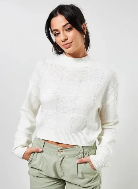 blusa de retilínea com padronagens quadradas blusa de retilínea com padronagens quadradas