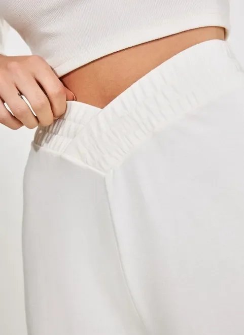 calça de moletom wide leg cós transpassado calça de moletom wide leg cós transpassado