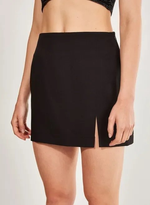 saia de alfaiataria preta com fendinha saia de alfaiataria preta com fendinha