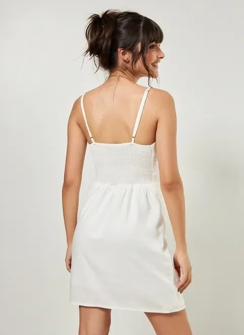 vestido off-white com linho vestido off-white com linho