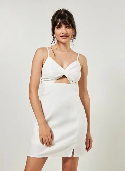 vestido off-white com linho vestido off-white com linho