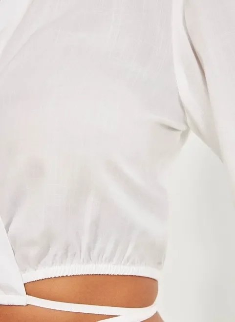 camisa cropped de manga longa com amarração camisa cropped de manga longa com amarração