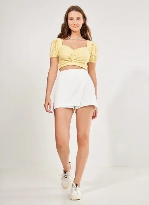 short saia de alfaiataria off-white short saia de alfaiataria off-white