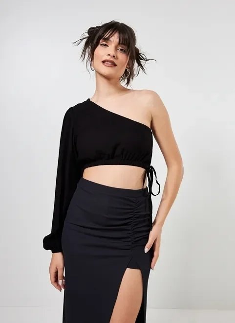 blusa cropped manga única blusa cropped manga única