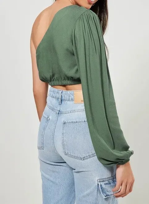 blusa cropped manga única blusa cropped manga única