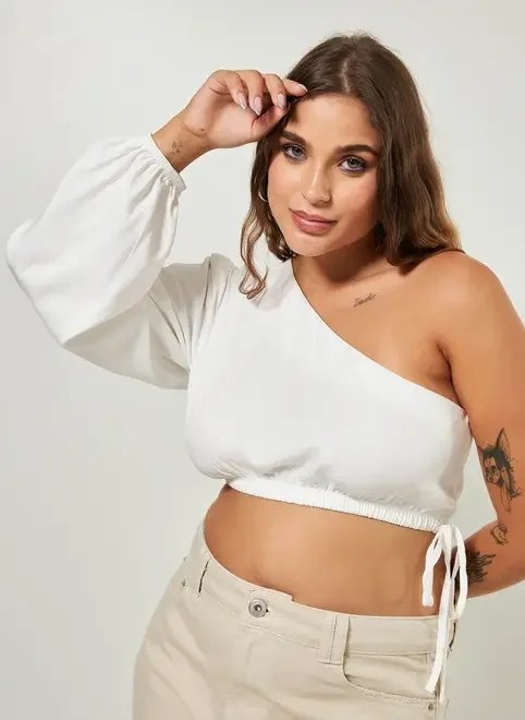 blusa cropped manga única blusa cropped manga única