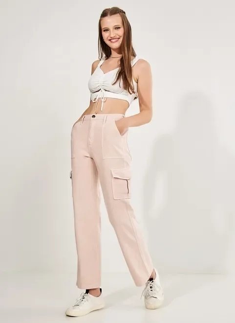 calça reta over cargo rosé calça reta over cargo rosé