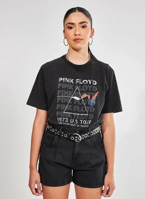 camiseta alongada marmorizada pink floyd camiseta alongada marmorizada pink floyd