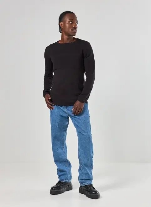 blusa em tricô canelado preto blusa em tricô canelado preto