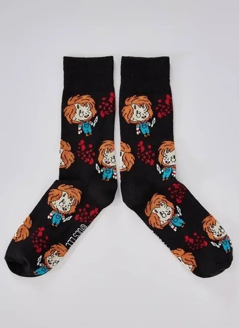 meia preta com estampa do chucky meia preta com estampa do chucky
