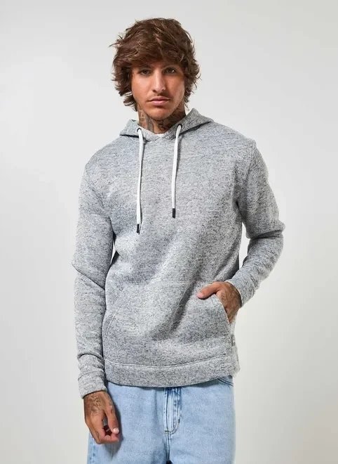 moletom canguru cinza mescla texturizado moletom canguru cinza mescla texturizado