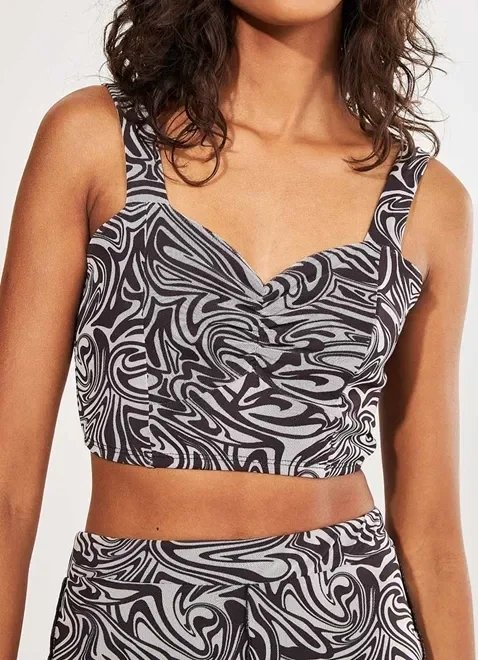 cropped em tule marble preto e branco cropped em tule marble preto e branco