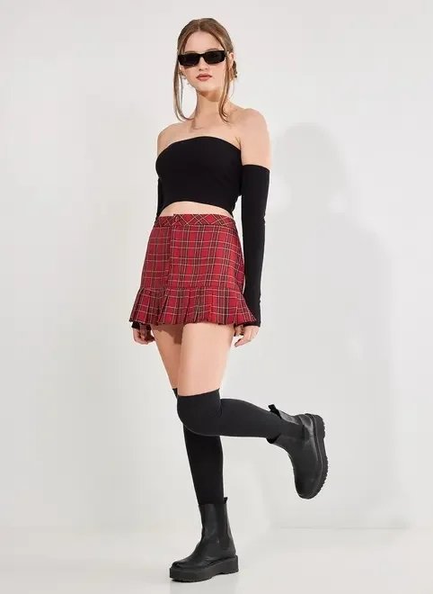 saia plissada xadrez vermelha gen me saia plissada xadrez vermelha gen me