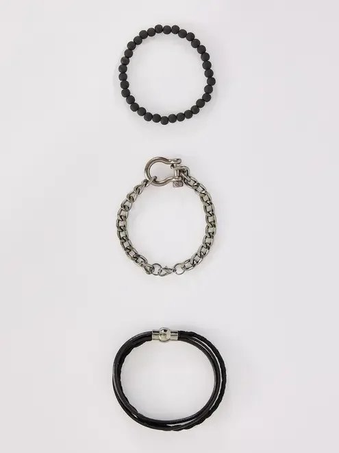 kit de pulseiras pretas e prateadas kit de pulseiras pretas e prateadas