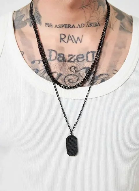 corrente e colar com plaquinha corrente e colar com plaquinha