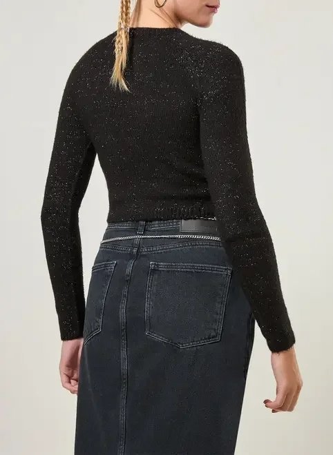 blusa cropped em tricô com brilho blusa cropped em tricô com brilho