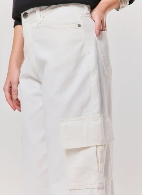 calça wide leg cargo off-white calça wide leg cargo off-white