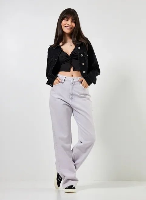 calça reta over em sarja lilás calça reta over em sarja lilás