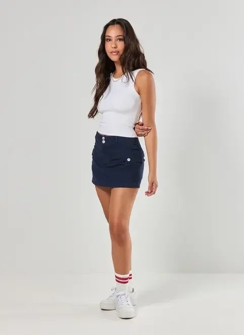 short saia cargo em sarja short saia cargo em sarja