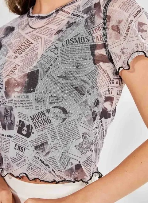 blusa de tule jornal gen me blusa de tule jornal gen me