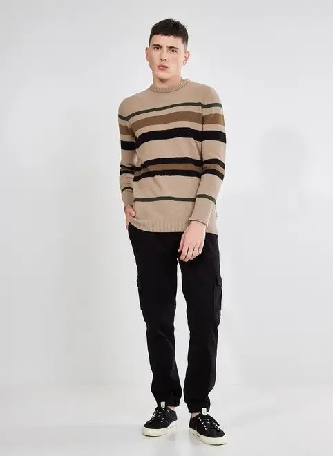 suéter em retilínea listrada suéter em retilínea listrada