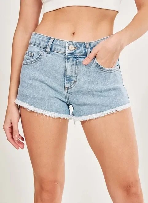 short jeans cintura baixa com elastano short jeans cintura baixa com elastano