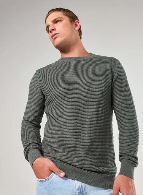 blusa manga longa em tricô texturizado blusa manga longa em tricô texturizado