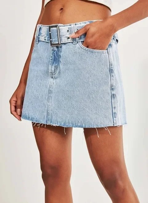 saia jeans cintura baixa com cinto saia jeans cintura baixa com cinto