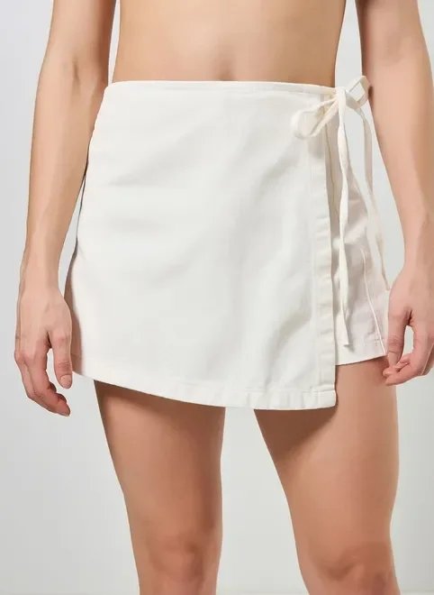 short saia transpassado em sarja short saia transpassado em sarja