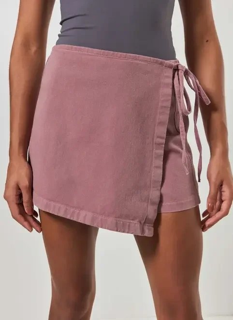 short saia transpassado em sarja short saia transpassado em sarja