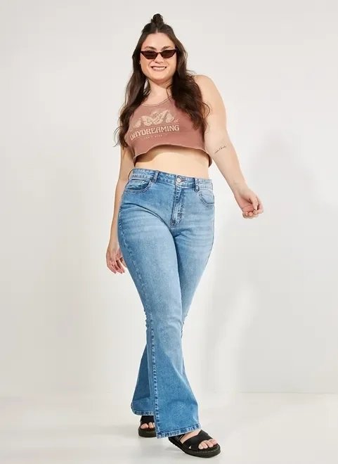 calça jeans flare com elastano calça jeans flare com elastano