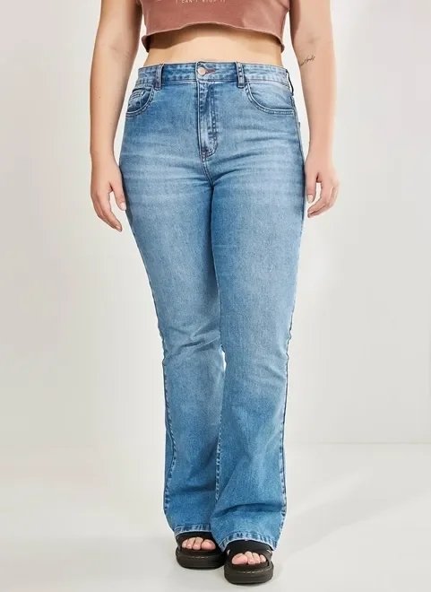 calça jeans flare com elastano calça jeans flare com elastano