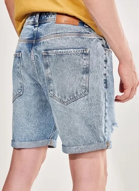 bermuda jeans marmorizada com rasgos bermuda jeans marmorizada com rasgos