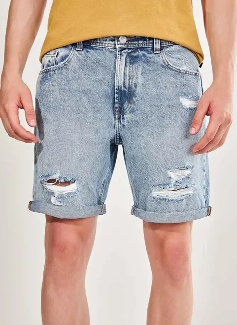 bermuda jeans marmorizada com rasgos bermuda jeans marmorizada com rasgos