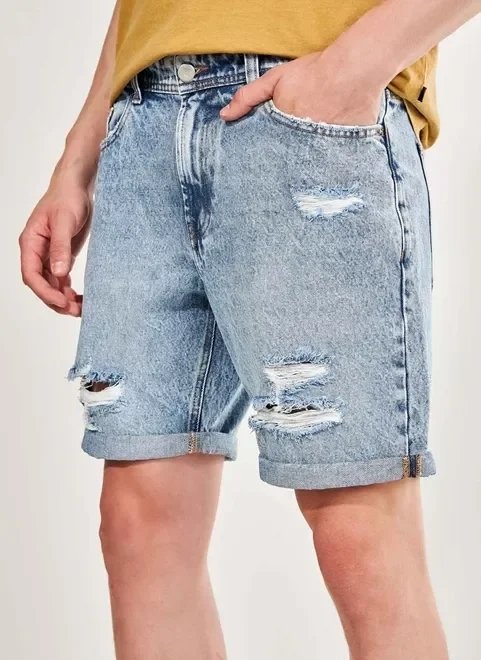 bermuda jeans marmorizada com rasgos bermuda jeans marmorizada com rasgos