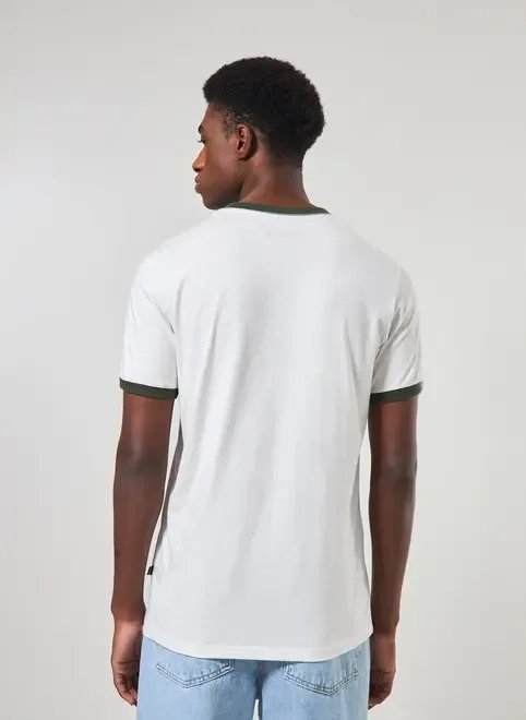 camiseta off-white detalhe contrastante camiseta off-white detalhe contrastante