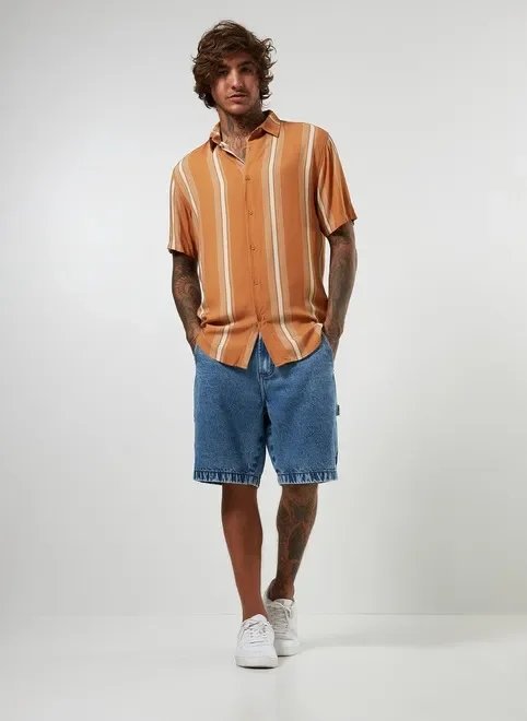 camisa caramelo com listras camisa caramelo com listras