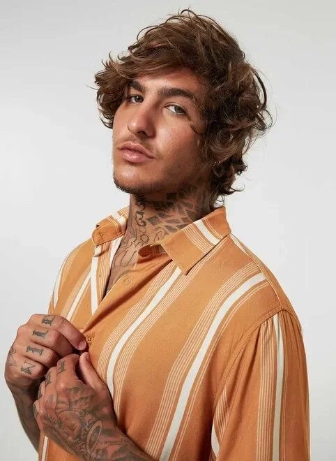 camisa caramelo com listras camisa caramelo com listras