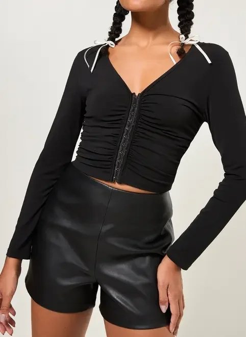 blusa de manga longa corsetada blusa de manga longa corsetada