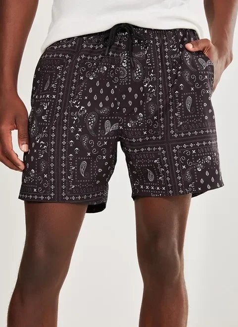 bermuda preta estampa paisley bermuda preta estampa paisley