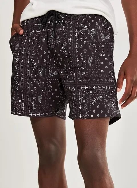 bermuda preta estampa paisley bermuda preta estampa paisley