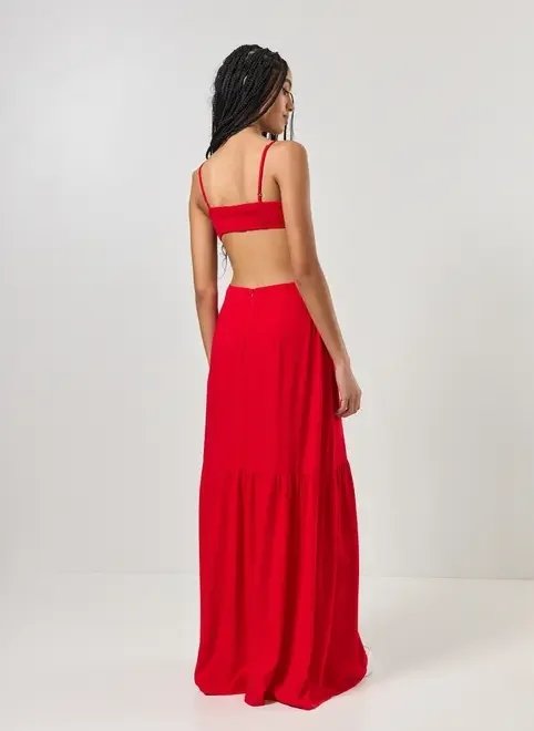 vestido longo vermelho com cut out vestido longo vermelho com cut out