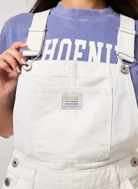 macacão curto branco de sarja macacão curto branco de sarja