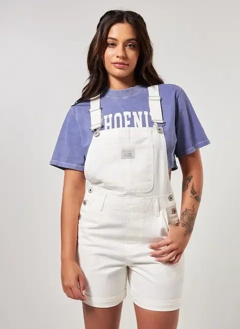 macacão curto branco de sarja macacão curto branco de sarja