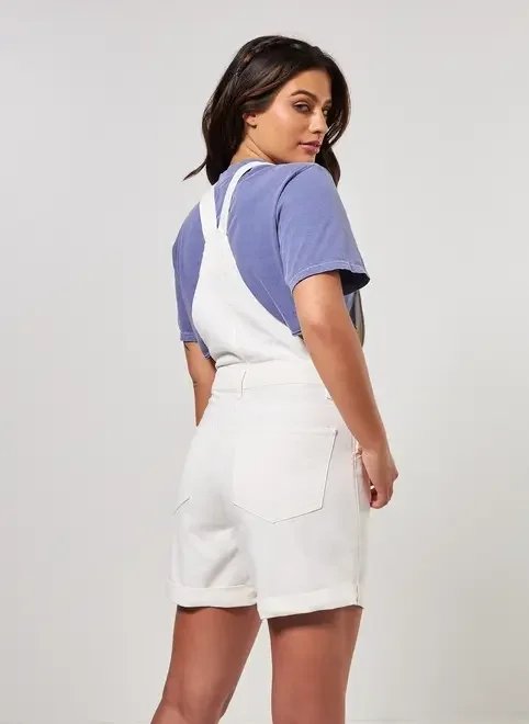 macacão curto branco de sarja macacão curto branco de sarja